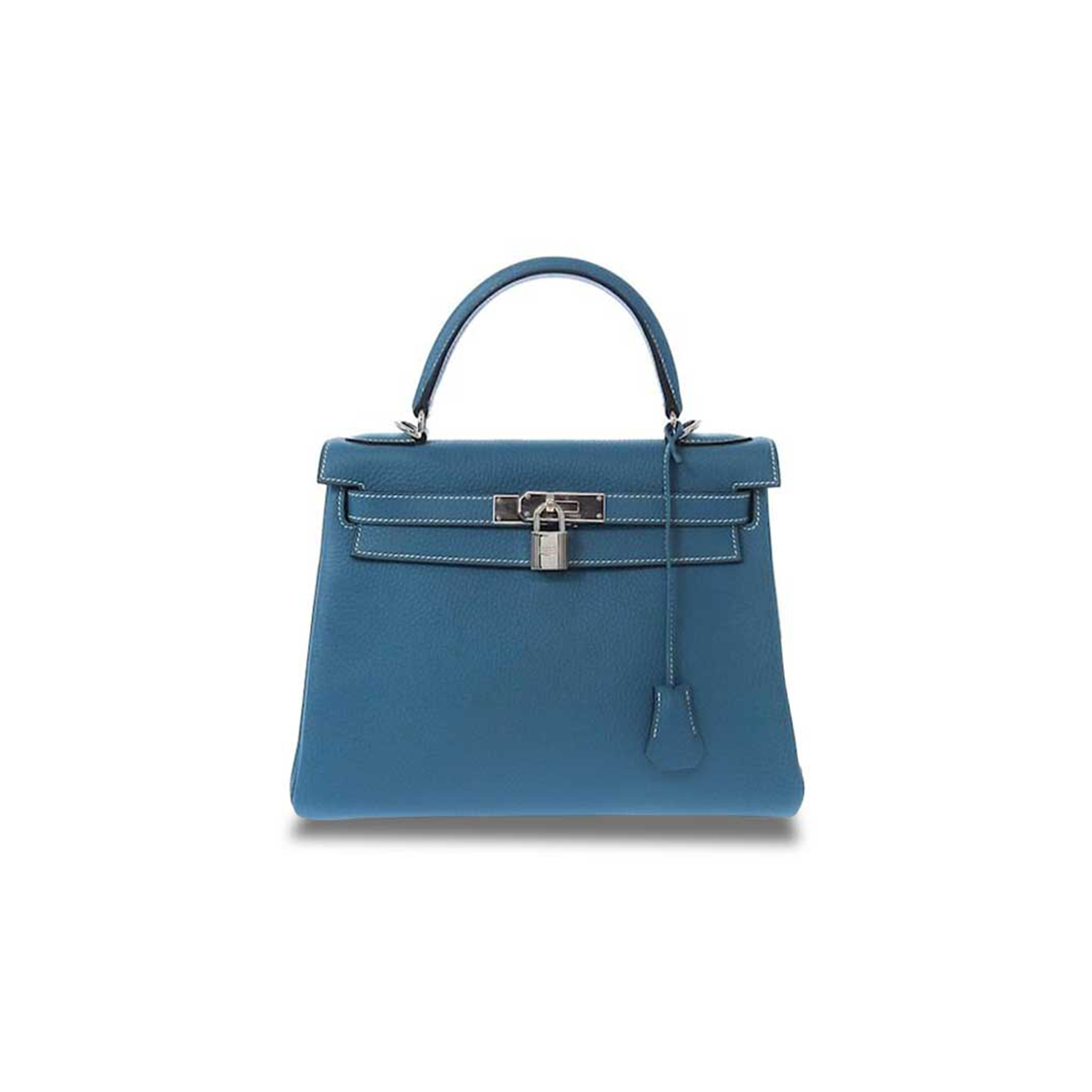 HERMÈS KELLY 28 TOGO DENIM BLUE SILVER BUCKLE (28*22*10cm) 